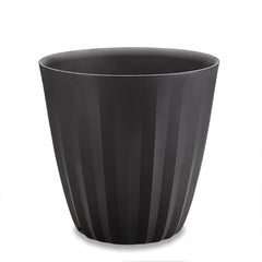 Crescent Garden Pleat Modern Planter in Caviar Black